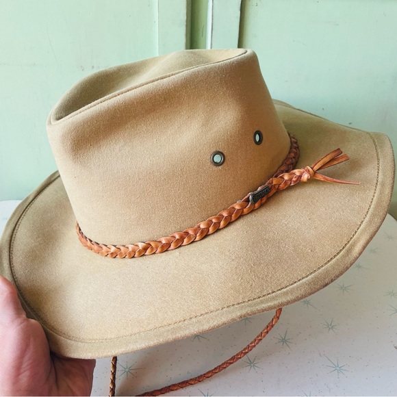 Grizzly Tan beige western cowboy hat Outback trading company vintage rodeo mens - Picture 1 of 10